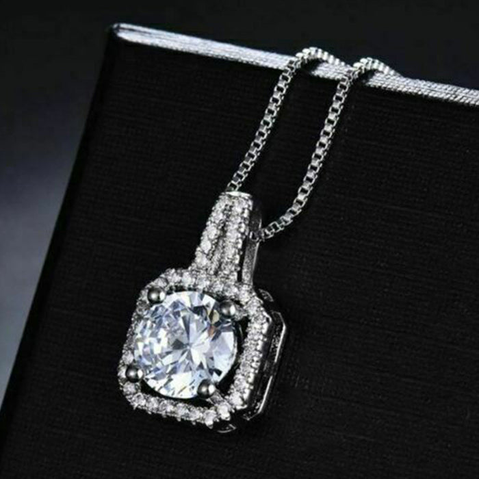 Korean style simple square diamond zircon women's clavicle necklace