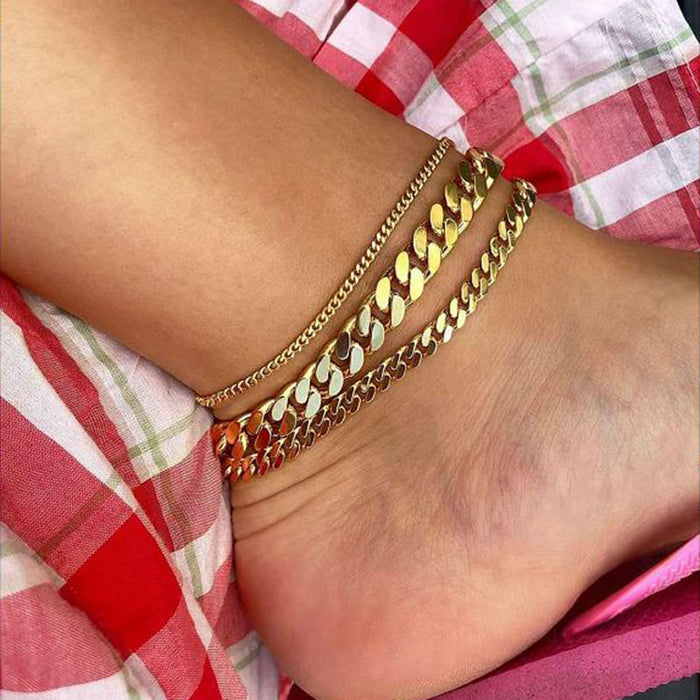 Fashionable Cuban Link Anklet - Gold Plated 316L Stainless Steel Hip-Hop Jewelry for Women