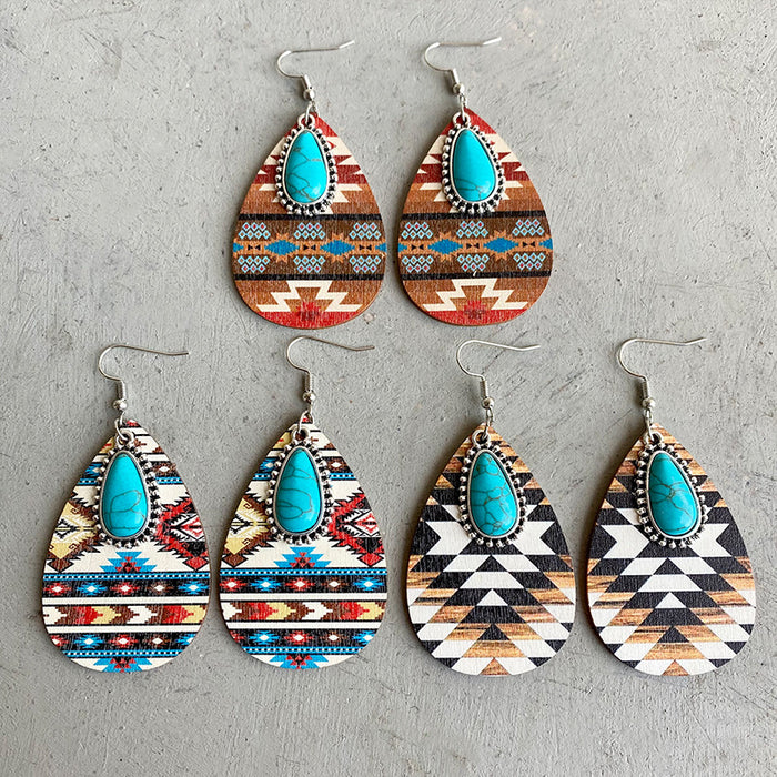 Turquoise Pendant Earrings with Vintage Western Bohemian Style