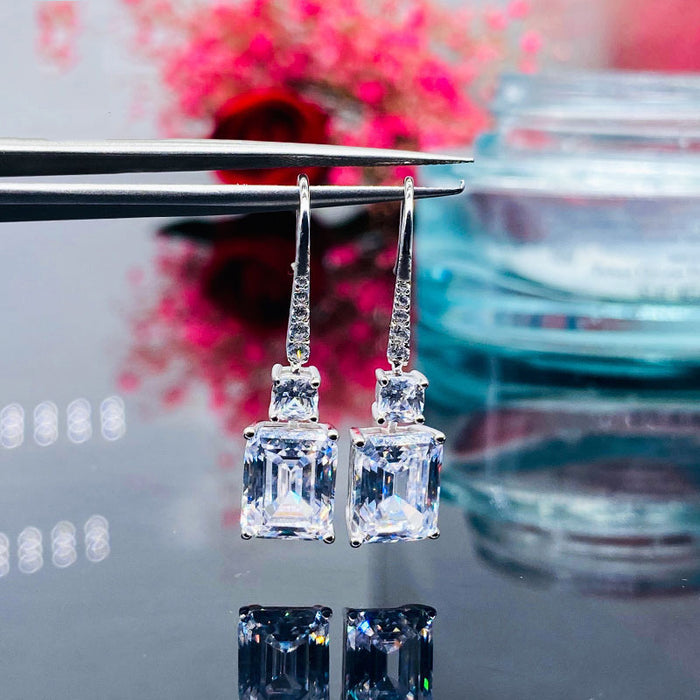 Square diamond pagoda earrings light luxury niche ladies earrings