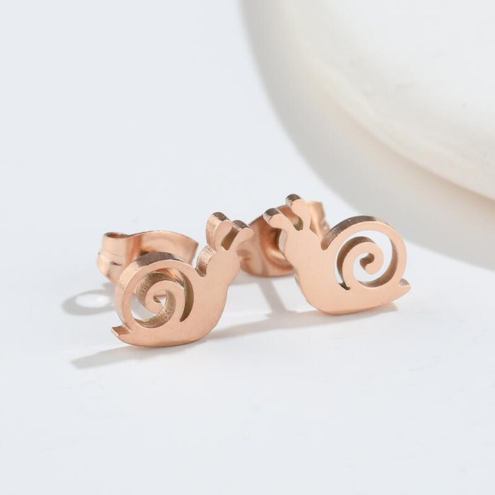 Snail Stainless Steel Stud Earrings - Cute and Playful Animal Jewelry for Nature Lovers