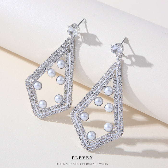 Colorful Zircon Fan Earrings - Heavy Rhinestone Dangles for Fall and Winter