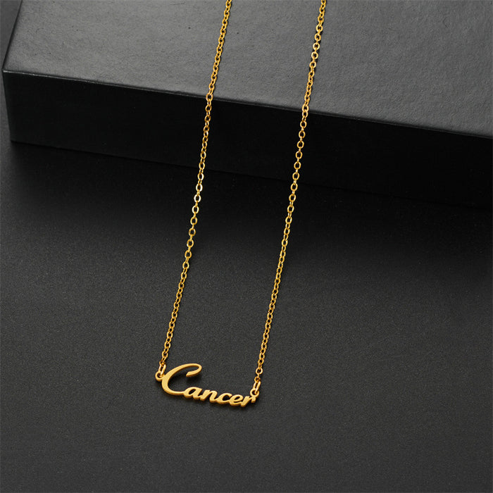 Collar inglés de doce constelaciones, joyería apilable de acero inoxidable europea y americana, cadena de clavícula personalizada para mujer al por mayor