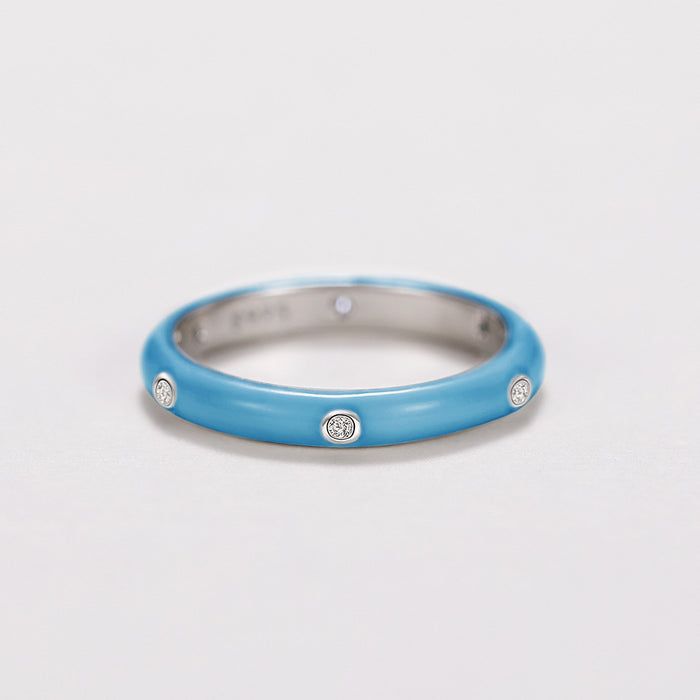 Anillo de gota de aceite de color arcoíris, anillo de circón minimalista y versátil