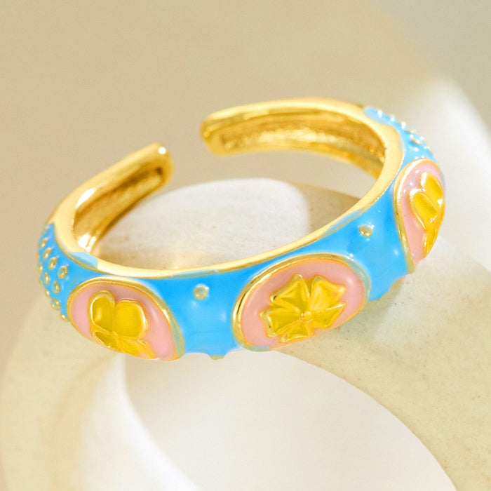 Wholesale dripping four-leaf clover open rings