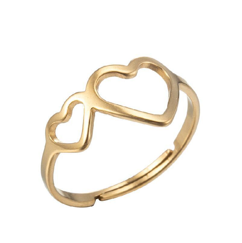 Japanese and Korean geometric love couple ring, stainless steel hollow open ring wholesale