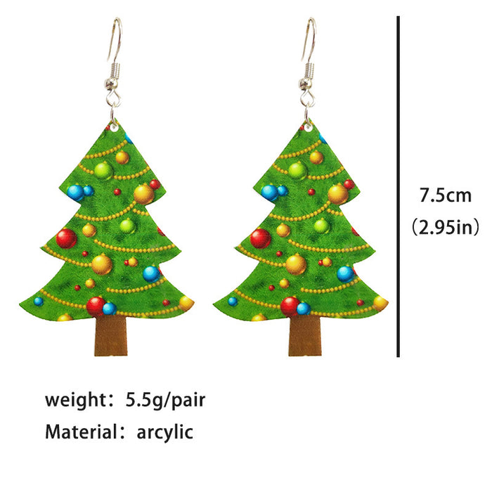 Acrylic Rainbow Christmas Tree & Gingerbread Man Earrings - wallojewerly 