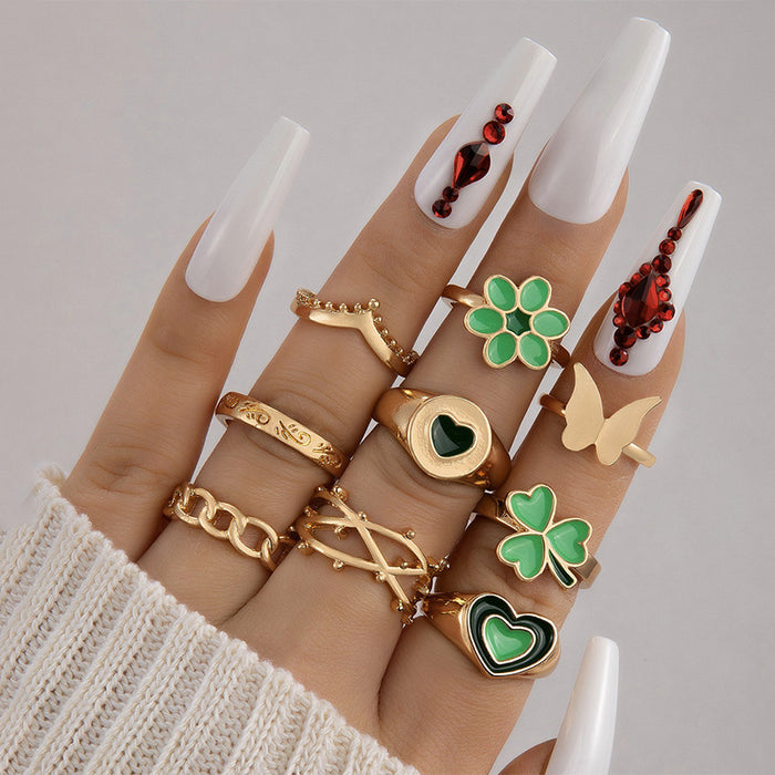 Bohemian Rhinestone Butterfly Rings - 7pcs Set