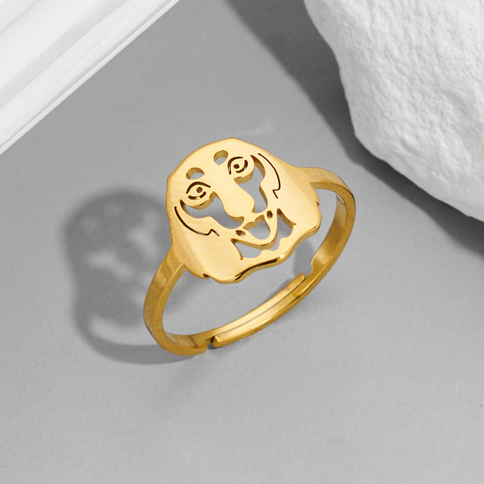 European and American INS style small animal rings, light luxury stainless steel cat and dog open rings wholesale