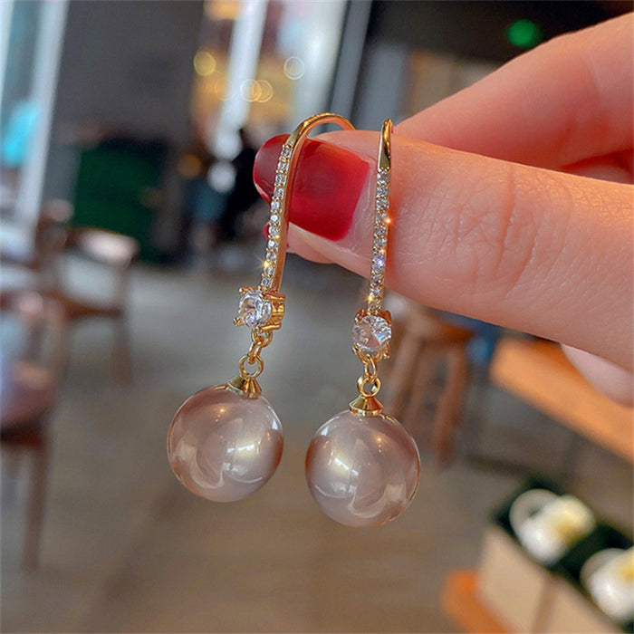 Pearl and zircon earrings