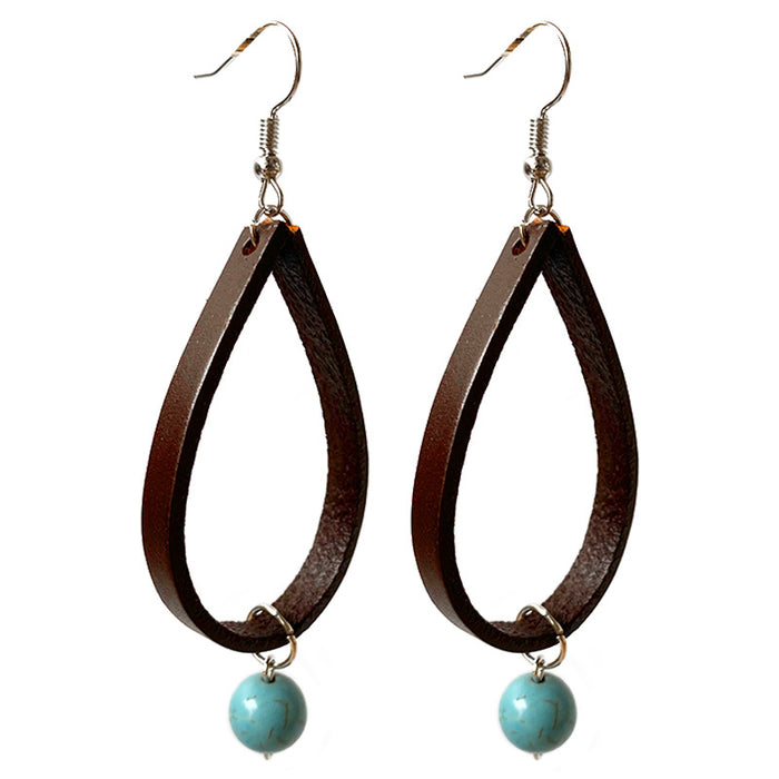 Vintage Leather Pearl Earrings with Retro Design