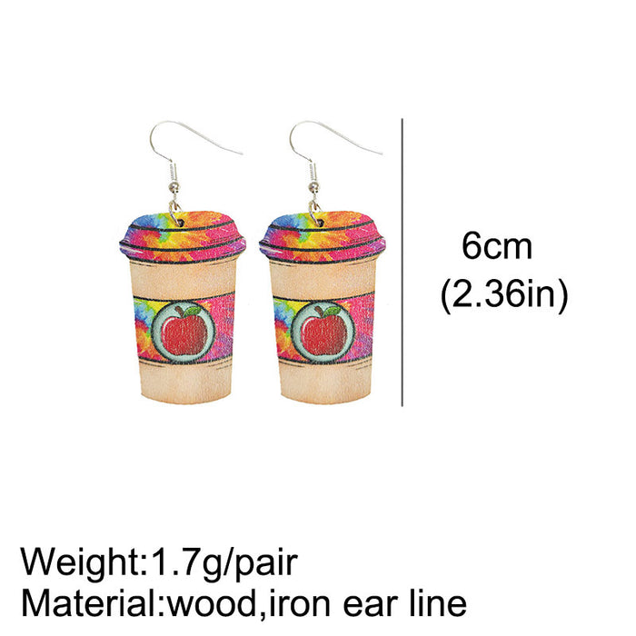 Wooden drink cup earrings