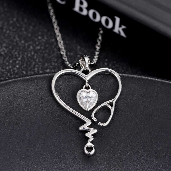 Stethoscope Pendant Necklace Women's Heartbeat Frequency Necklace