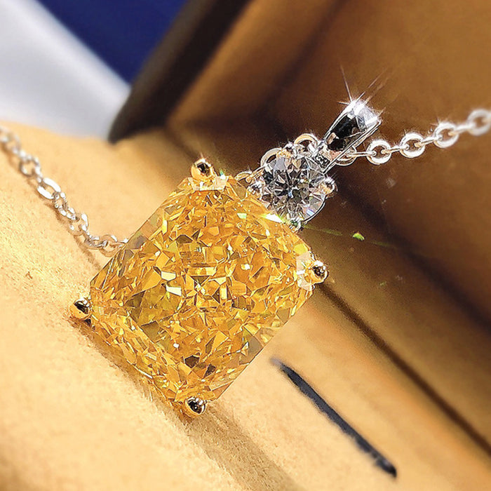 Yellow diamond ice flower cut women's necklace jewelry