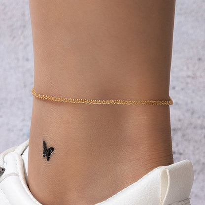 Trendy Chain Anklet Set - Two-Layer Alloy Beach Foot Jewelry