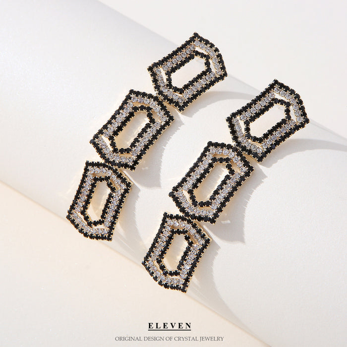 Geometric Zircon Hollow Earrings - Vintage Long Tassel Statement Jewelry - wallojewerly 