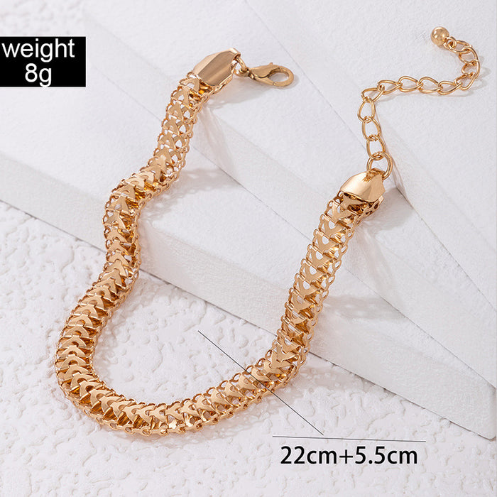 Heart Woven Rope Tassel Anklet Set - Multilayer Geometric Jewelry