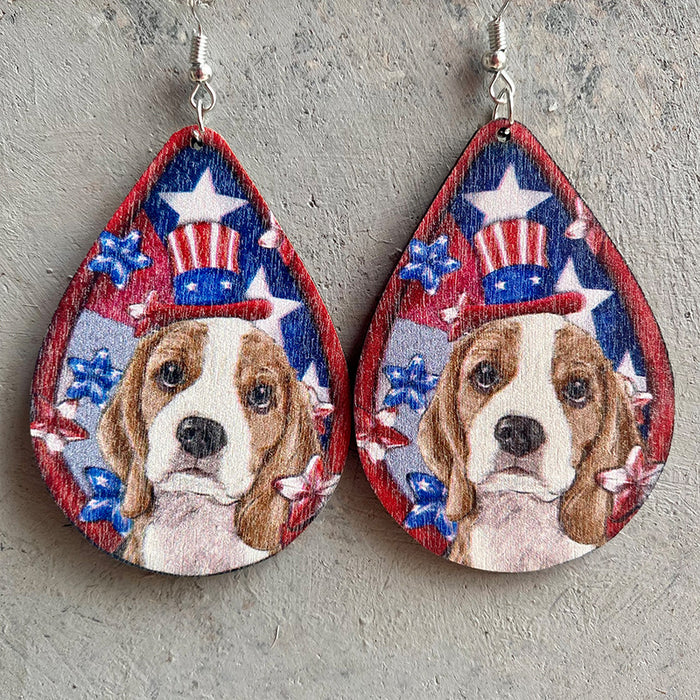 Wooden patriotic cow earrings