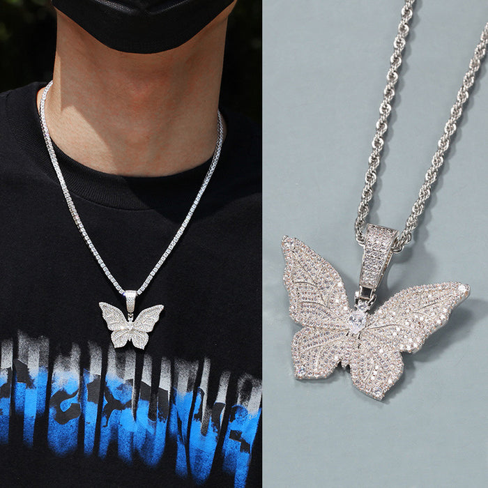 Butterfly pendant necklace ins style unisex street style necklace