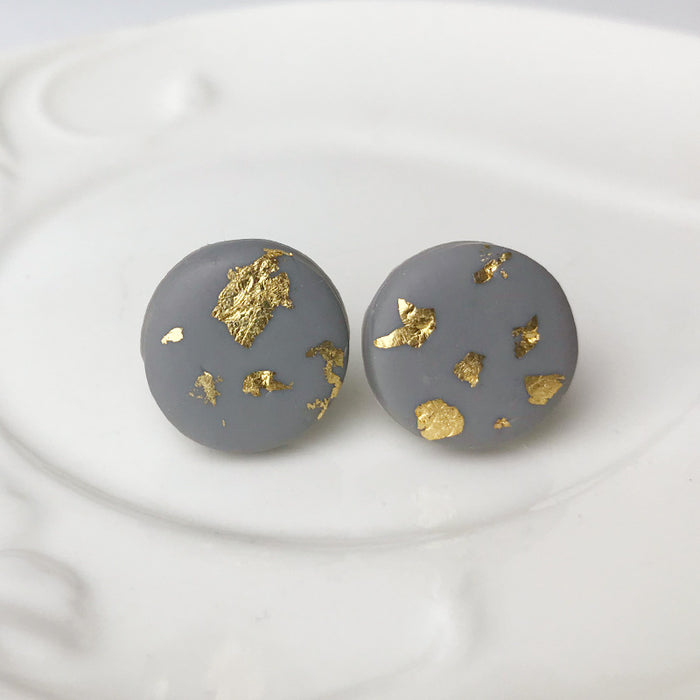 Handmade Soft Clay Earrings with Gold Foil Texture, Trendy and Stylish in a Cute and Minimalist Design