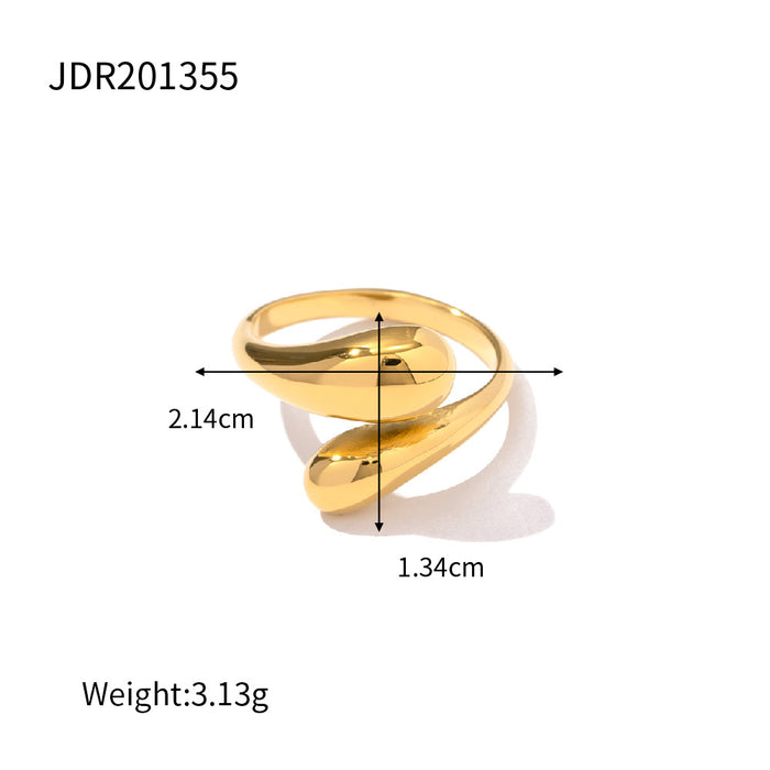 18K Gold Stainless Steel Geometric Zircon Ring - Minimalist and Chic