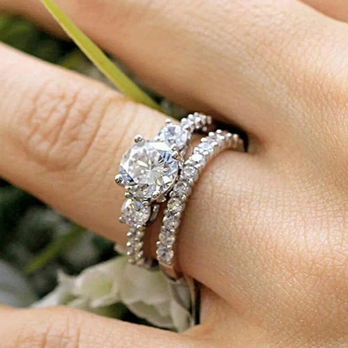 Celebrity high-end couple rings, round zirconium super shiny couple rings