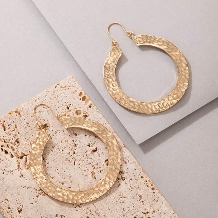 Gold hoop earrings geometric ripple earrings