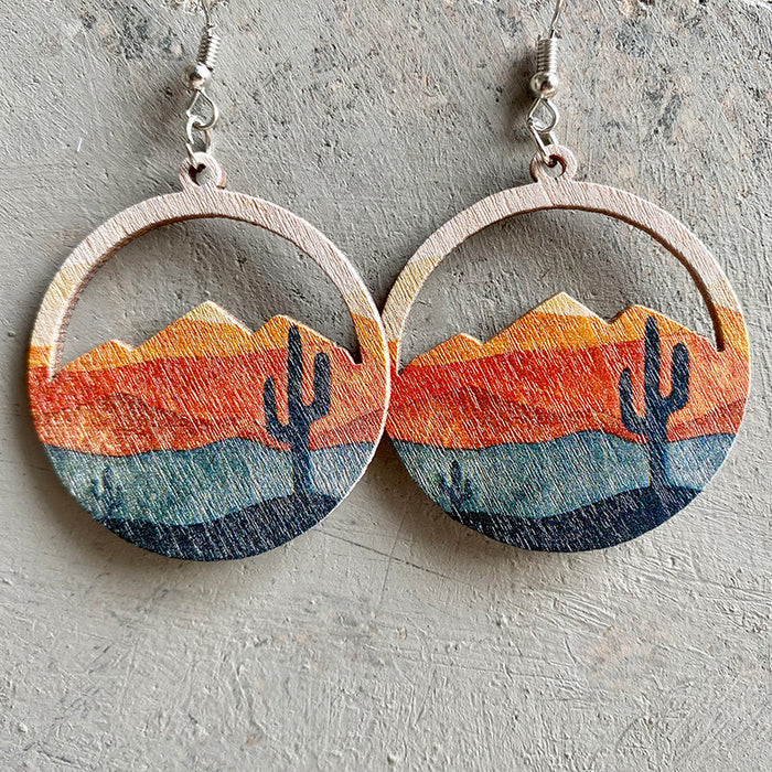 Mountain and River Wooden Earrings