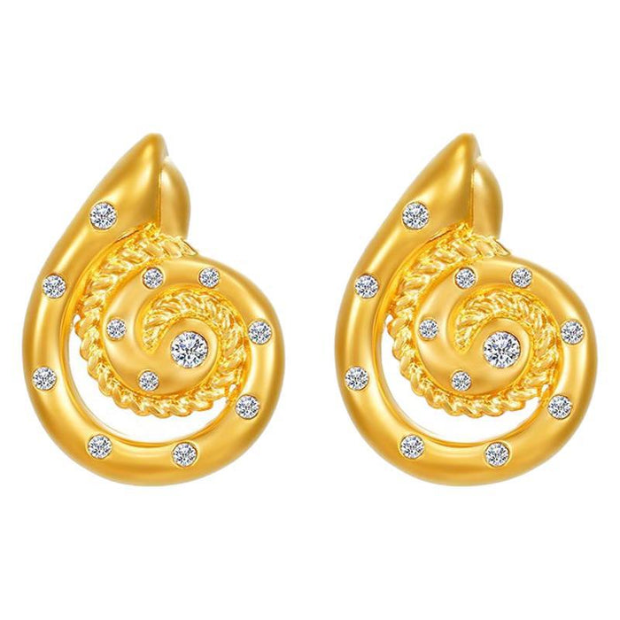 Pendientes de caracola con nicho de temperamento y diamantes, pendientes de estilo retro de vacaciones y ocio