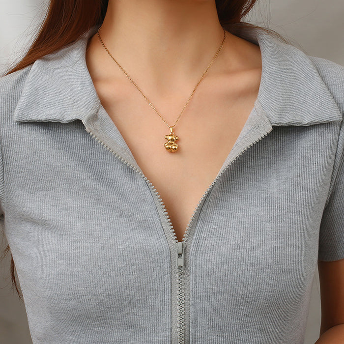 High-end bear pendant necklace, 18K trendy clavicle chain