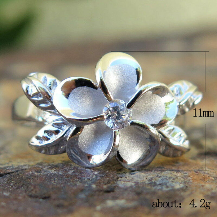 Anillo de flores con circonitas retro francesas para mujer, anillo con personalidad que combina con todo