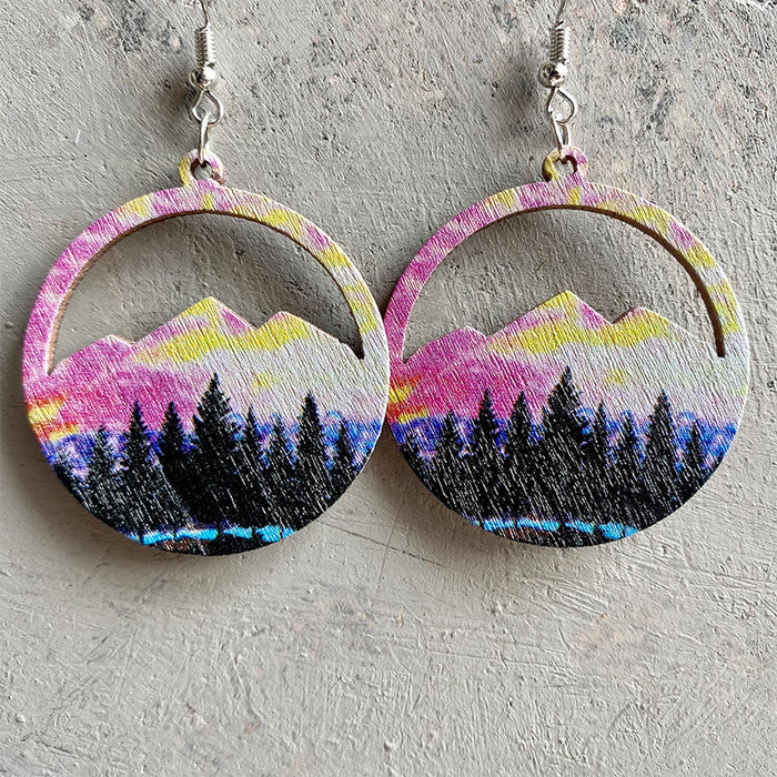 Mountain and River Wooden Earrings