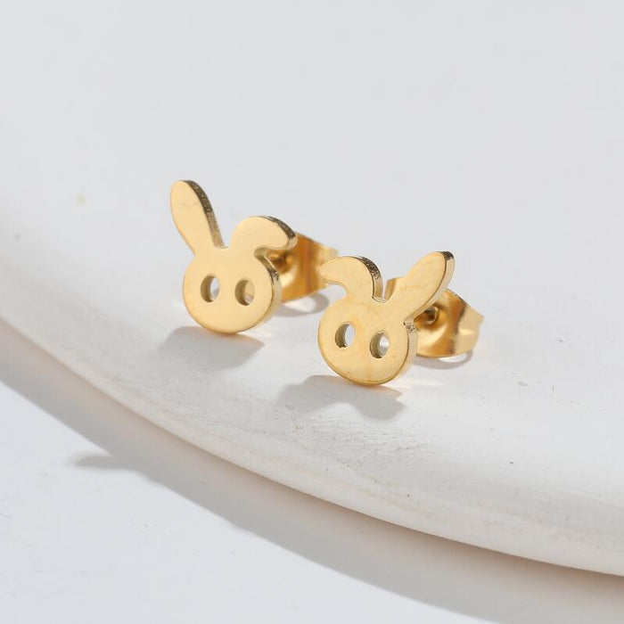 Rabbit Stainless Steel Stud Earrings - Cute and Playful Animal Jewelry