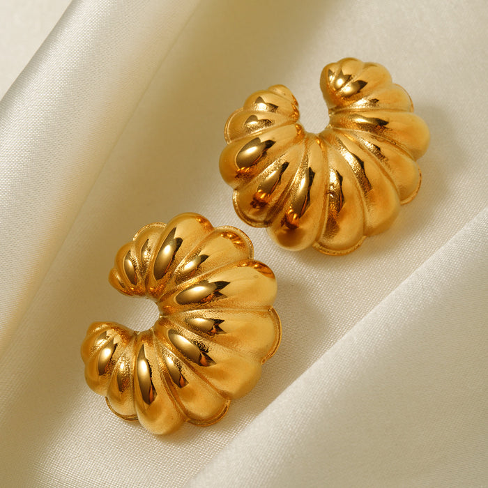 Designer 18K Gold Stainless Steel Croissant Earrings - Fashionable Women's Gift