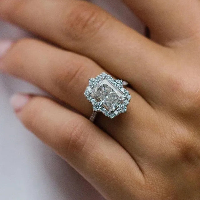 Zircon Palace Princess Geometric Ring Women's Exaggerated Light Luxury