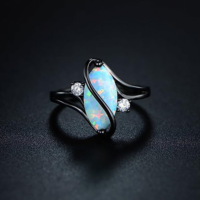 Twisted S-shaped ring exaggerated horse eye imitation opal ring for men and women