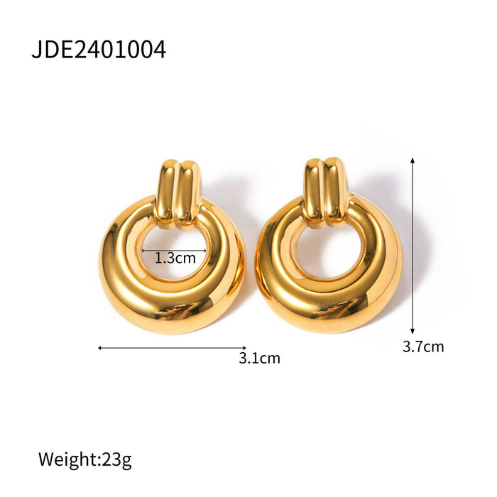 Pendientes de caracola brillante de acero inoxidable bañados en oro de 18 quilates: joyería de alta gama