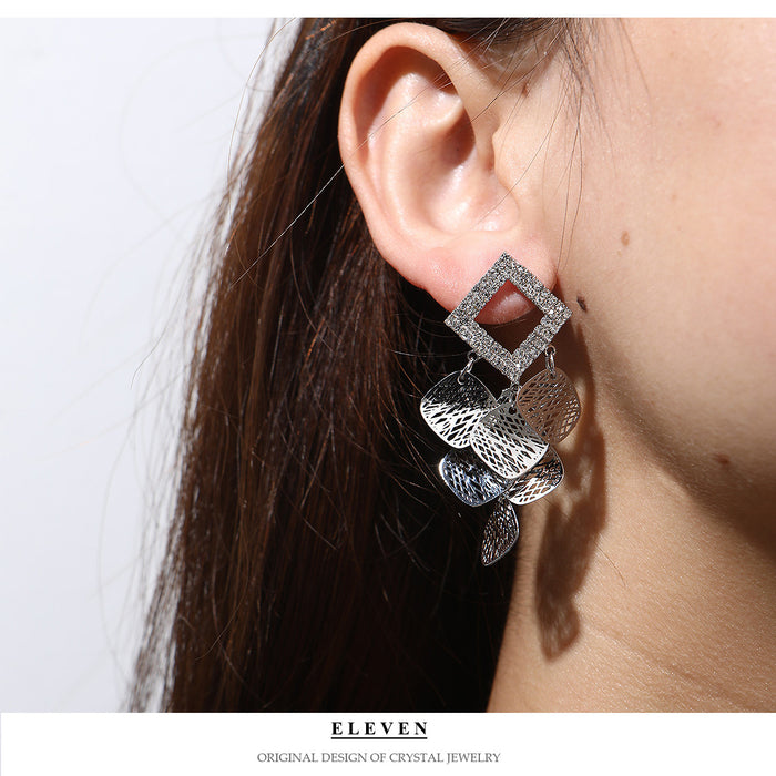 Sparkling Bohemian Diamond Earrings - Luxurious Geometric Jewelry for Women