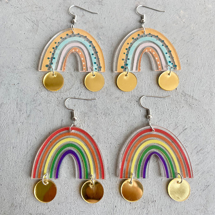 Rainbow Mirror Cloud Earrings with Bohemian Trendy Style