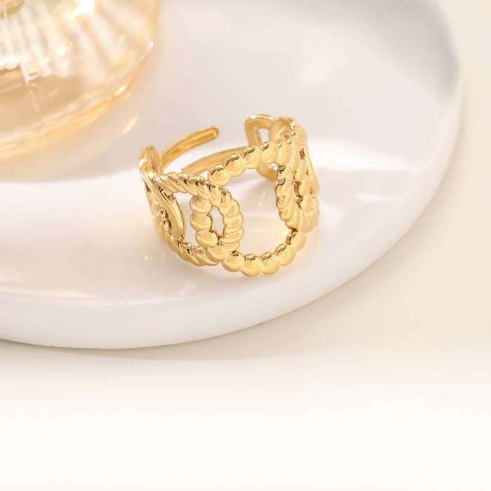 Wholesale 18K real gold, stainless steel, titanium steel irregular openwork rings - wallojewerly 