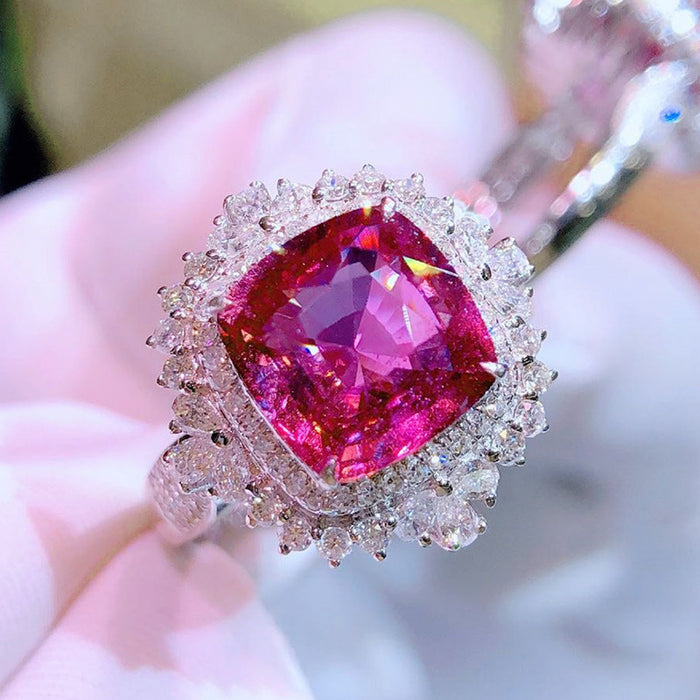 Colored gemstone ring imitation ruby anniversary accessories
