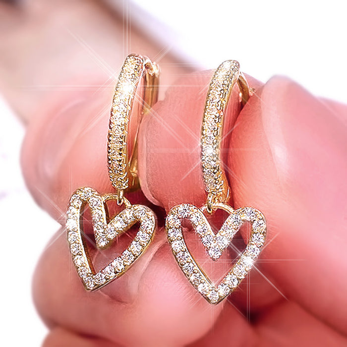 Hollow heart-shaped drop earrings sweet love earrings