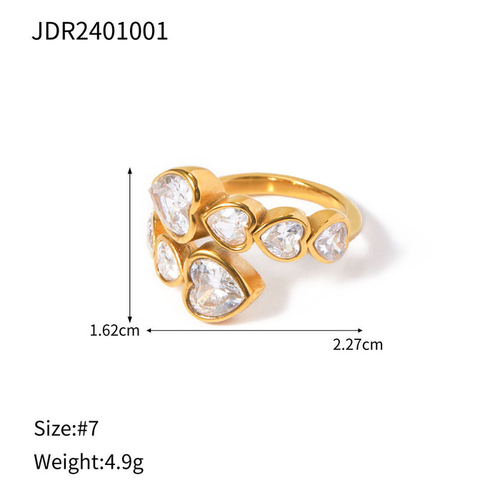 Elegant 18K Gold Plated Stainless Steel Ring with Wavy Pattern