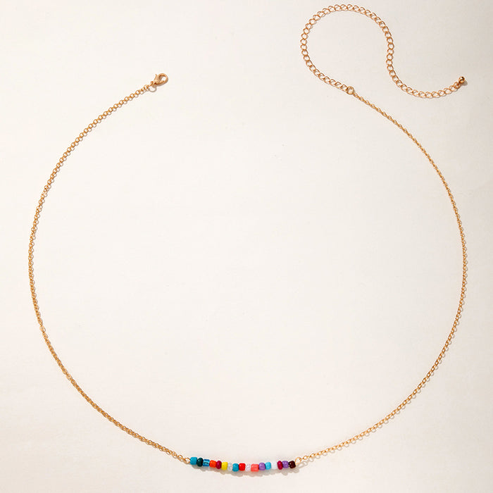 Colorful beads bohemian candy color single loop waist necklace