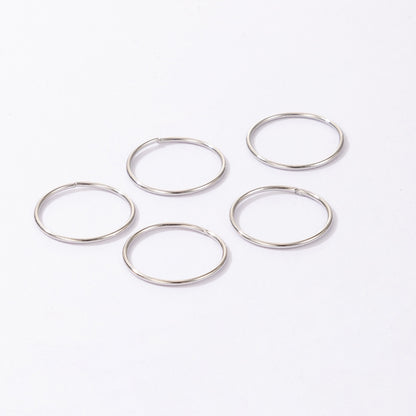 Korean niche design alloy plain ring thin ring five-piece set geometric stacking joint combination