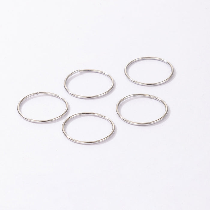 Korean niche design alloy plain ring thin ring five-piece set geometric stacking joint combination