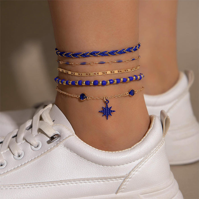 Minimalist Heart Anklet Set – Rhinestone and Chain Layers for a Stylish Look