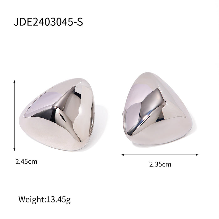 Pendientes triangulares tridimensionales de acero inoxidable chapado en oro de 16 quilates, novedad primavera/verano 2024: joyería de oro blanco estilo playa