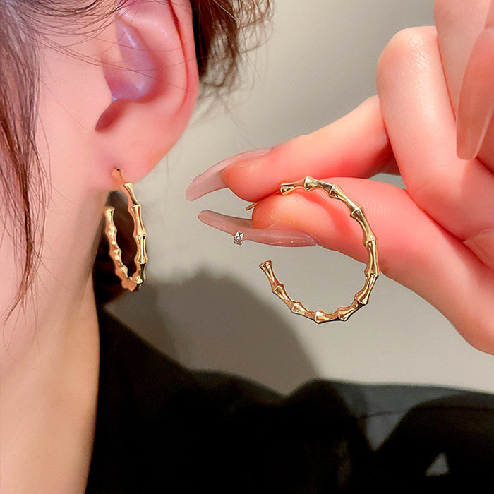 Exaggerated bamboo earrings European and American fashion big earrings