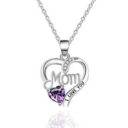 I love you mom engraved pendant women's clavicle necklace - wallojewerly 